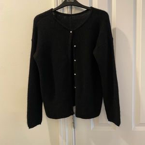 Sézane Gaspard Reversible Wool Sweater Cardigan - Size Small, Black